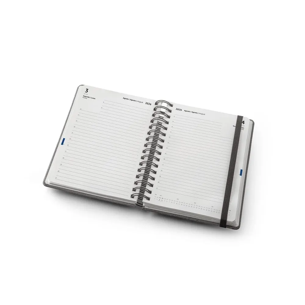 Agenda A5, com argolas, em pele (58% reciclada)