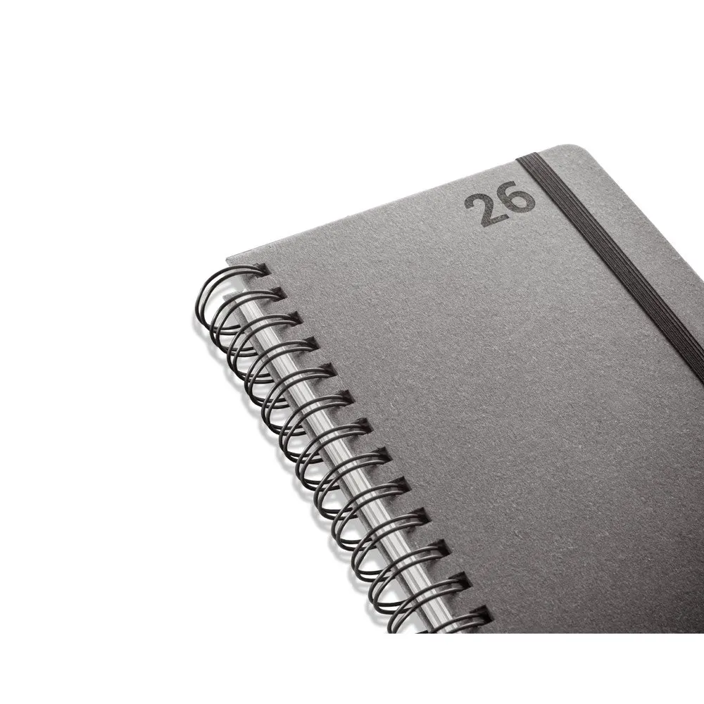 Agenda A5, com argolas, em pele (58% reciclada)