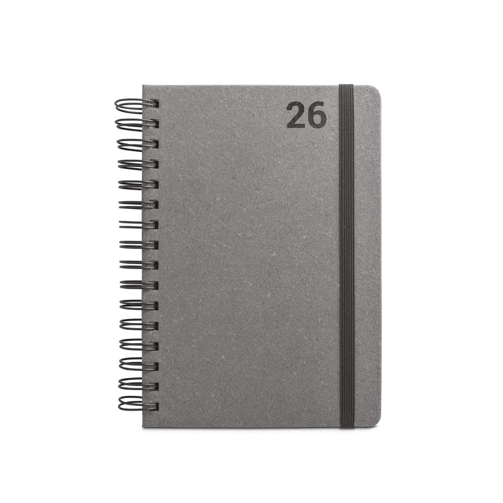 Agenda A5, com argolas, em pele (58% reciclada)
