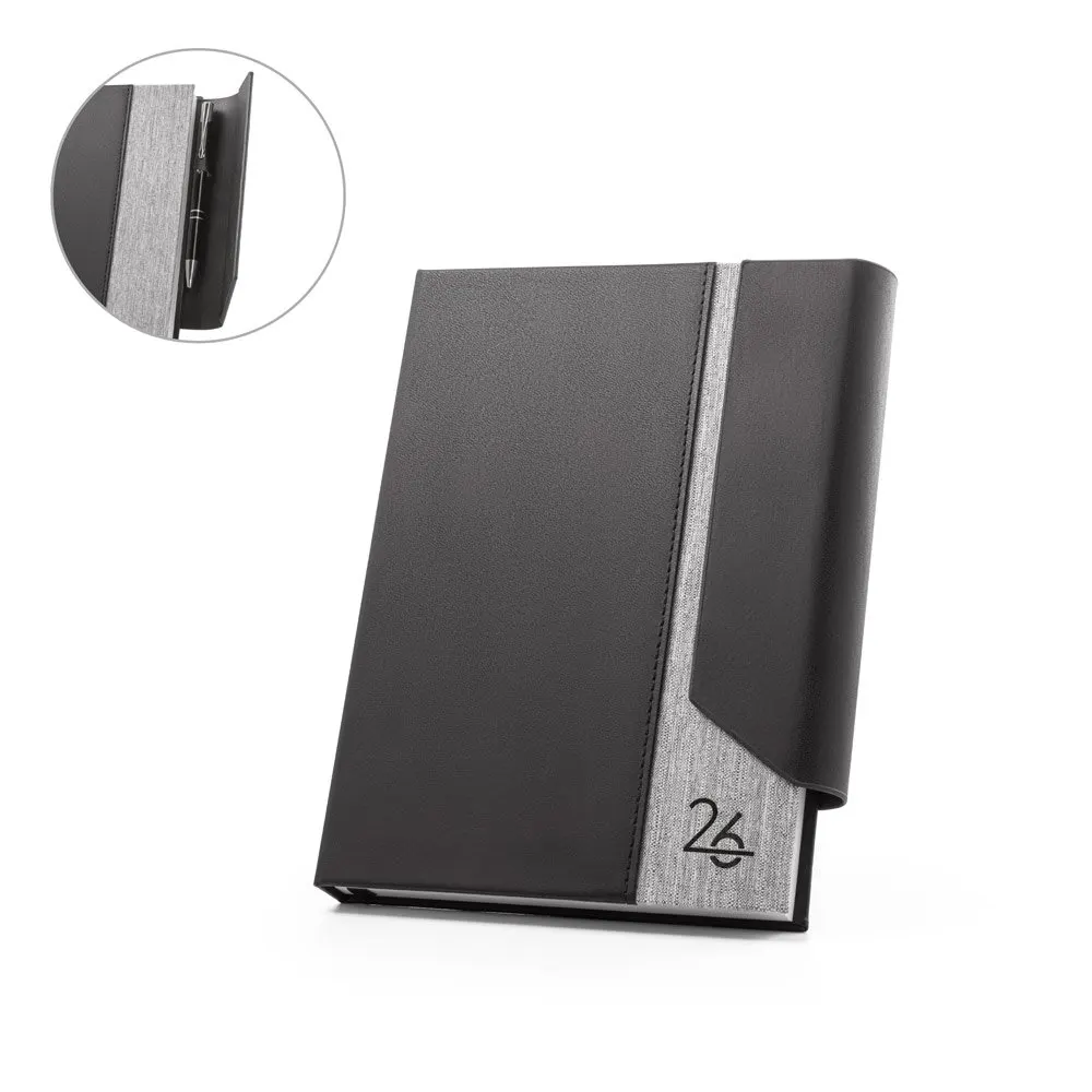 Agenda A5 em PU (58% reciclado) e PET reciclado (100% rPET) 300D
