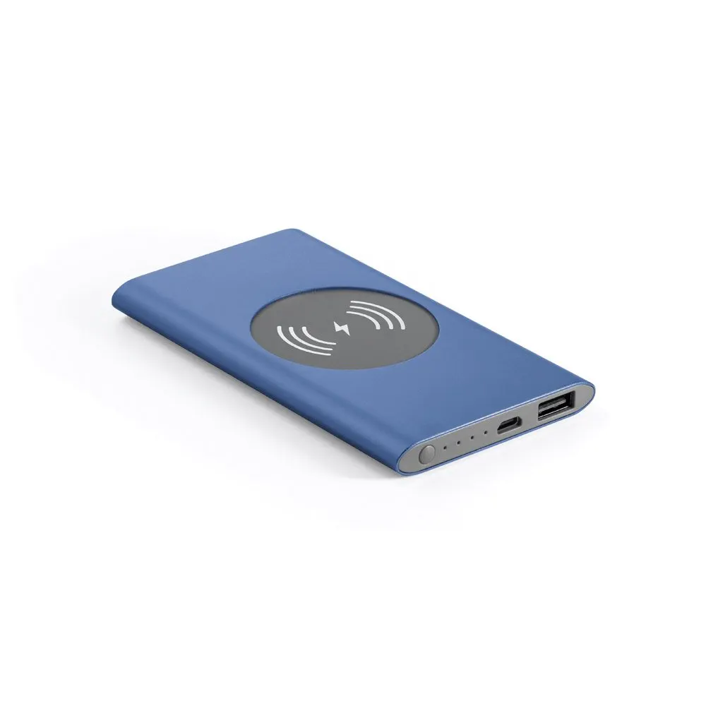Bateria portátil com carregador wireless em alumínio 100% reciclado e capacidade de 4’000 mAh