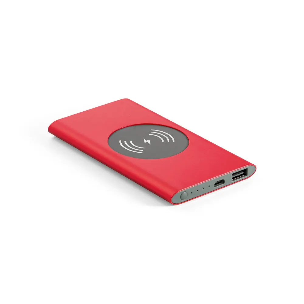 Bateria portátil com carregador wireless em alumínio 100% reciclado e capacidade de 4’000 mAh