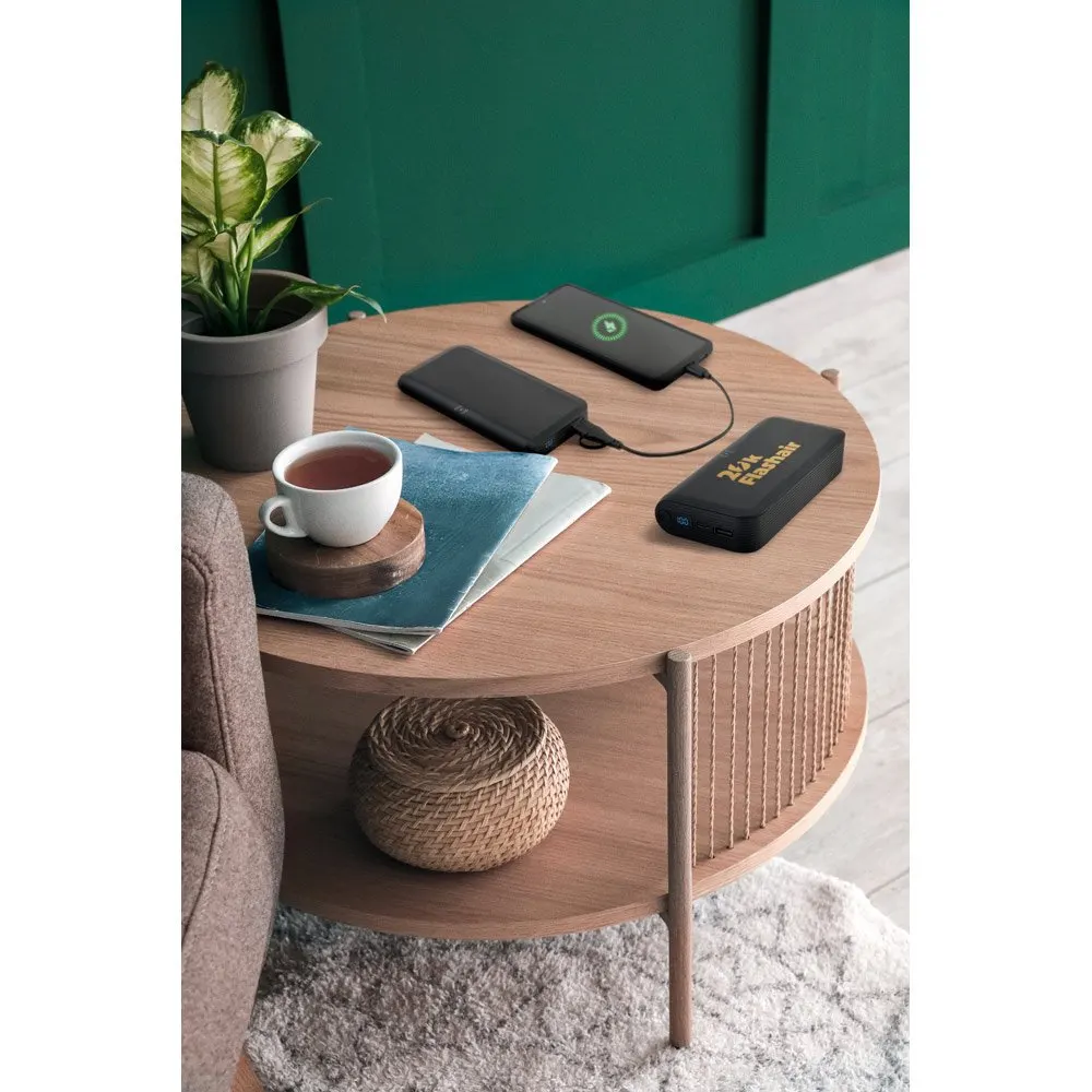 Bateria portátil em ABS 100% reciclado com carregador wireless super-rápido 15W e capacidade de 10’000 mAh