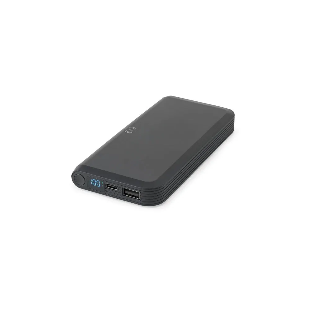 Bateria portátil em ABS 100% reciclado com carregador wireless super-rápido 15W e capacidade de 10’000 mAh