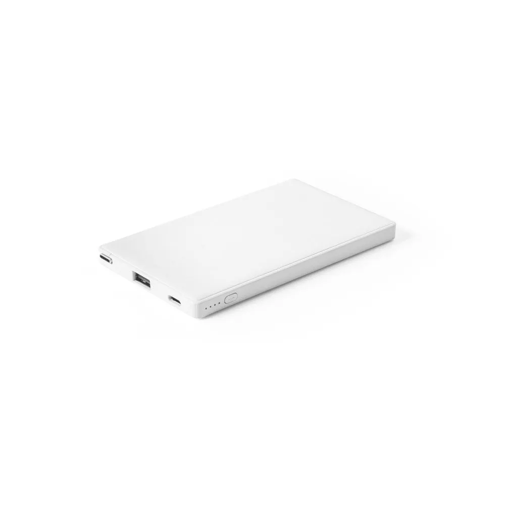 Bateria portátil em ABS 100% reciclado e bateria em lítio com capacidade de 4’000 mAh