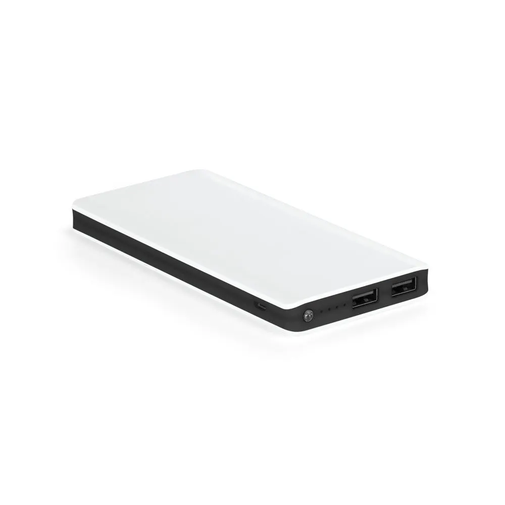 Bateria portátil em ABS com LED e capacidade de 10’000 mAh