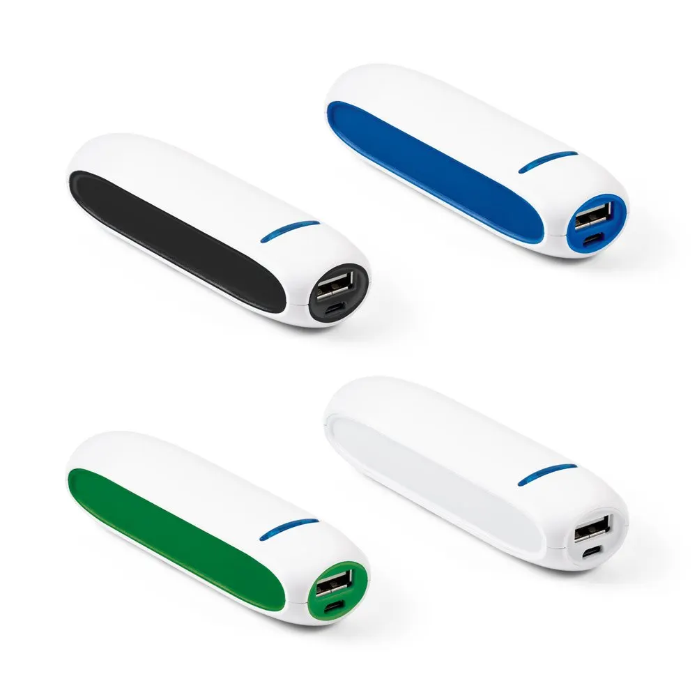 Bateria portátil em ABS e bateria de lítio com capacidade de 1’500 mAh