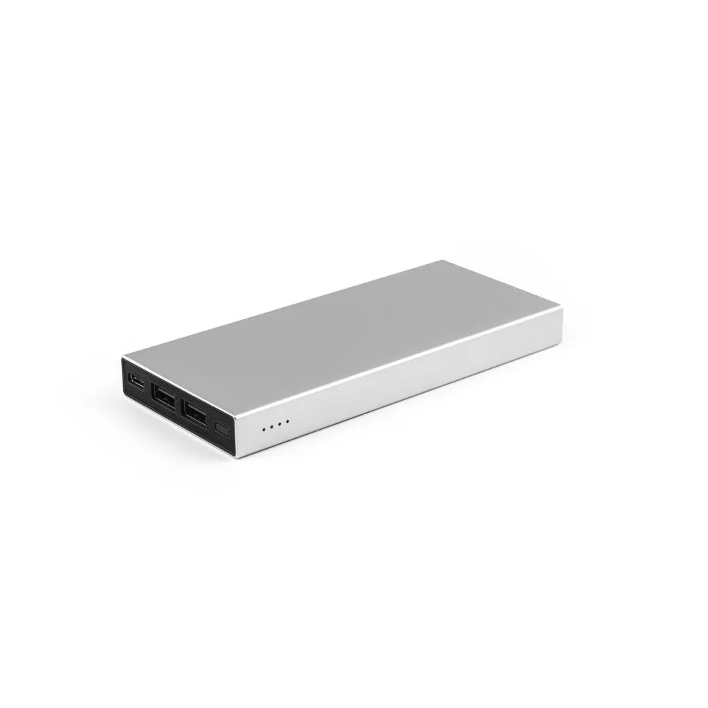 Bateria portátil em alumínio 100% reciclado e bateria em lítio com capacidade de 10’000 mAh