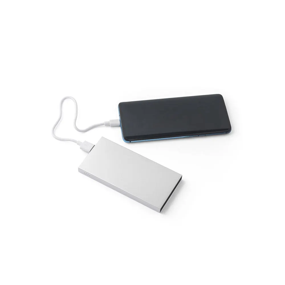 Bateria portátil em alumínio 100% reciclado e bateria em lítio com capacidade de 10’000 mAh