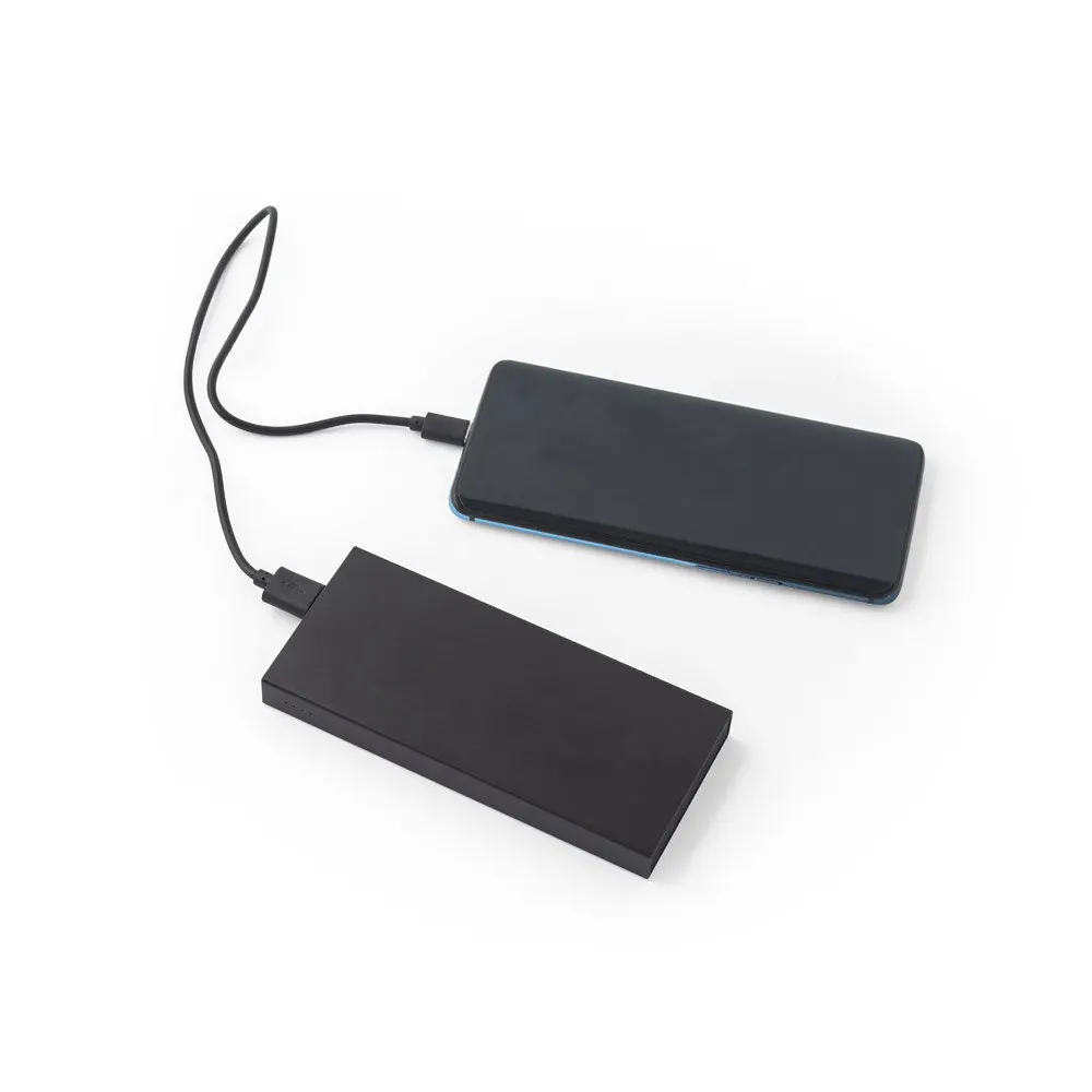 Bateria portátil em alumínio 100% reciclado e bateria em lítio com capacidade de 5’000 mAh