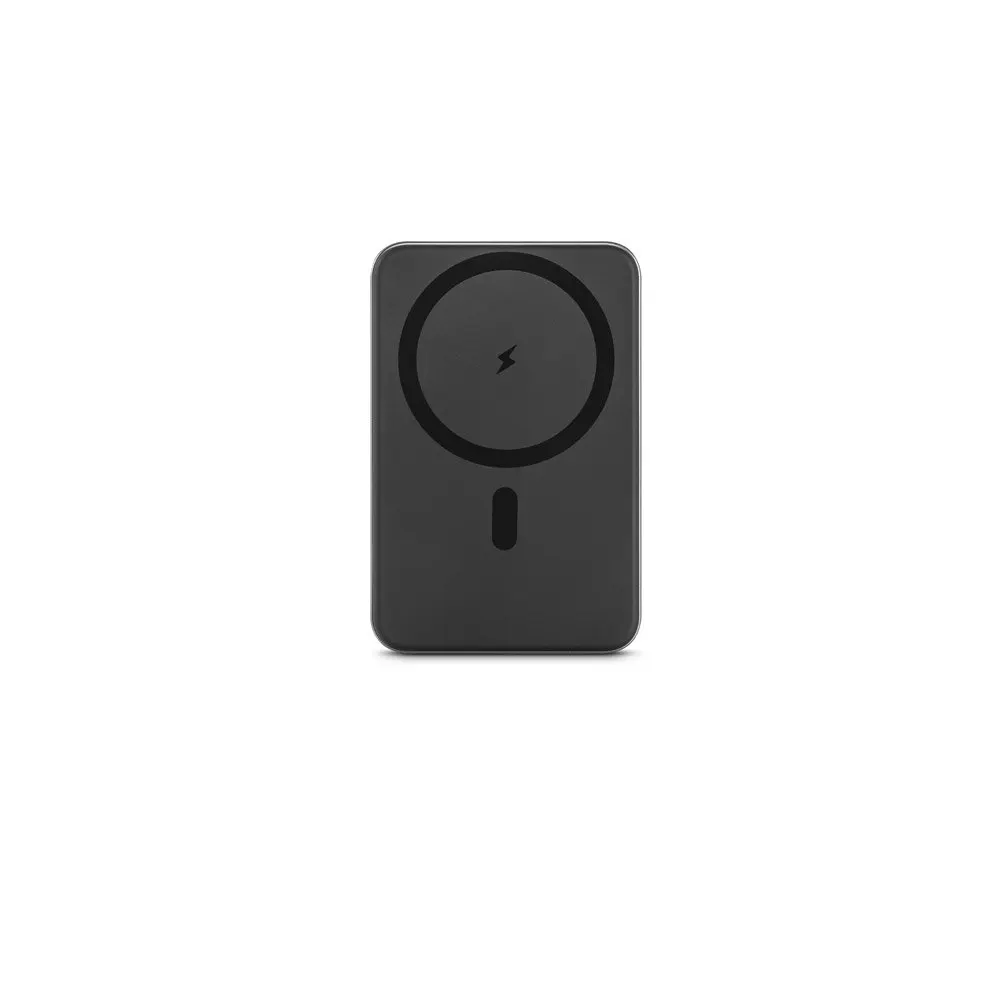 Bateria portátil magnética em ABS 100% reciclado com suporte, carregador wireless super-rápido 15W e capacidade de 10’000 mAh