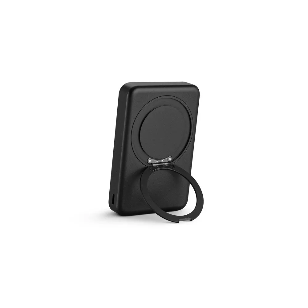Bateria portátil magnética em ABS 100% reciclado com suporte, carregador wireless super-rápido 15W e capacidade de 10’000 mAh