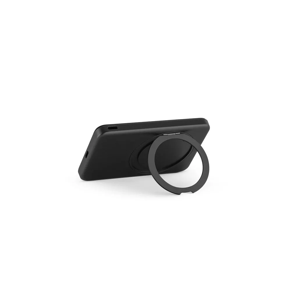 Bateria portátil magnética em ABS 100% reciclado com suporte, carregador wireless super-rápido 15W e capacidade de 5’000 mAh