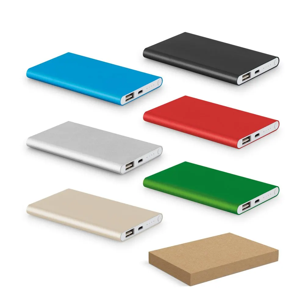 Bateria portátil slim em alumínio com capacidade de 4’000 mAh