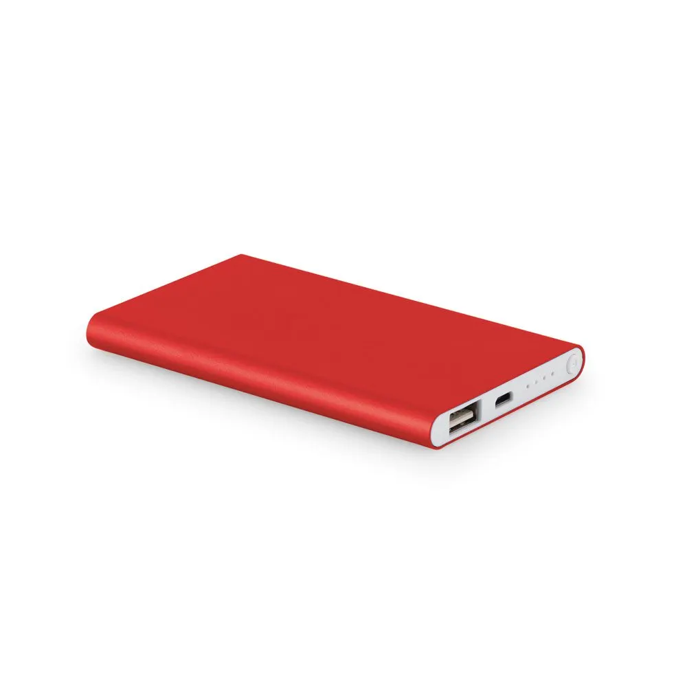Bateria portátil slim em alumínio com capacidade de 4’000 mAh
