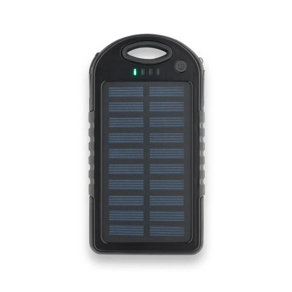 Bateria portátil solar em ABS com painel solar, LED e capacidade de 2’000 mAh