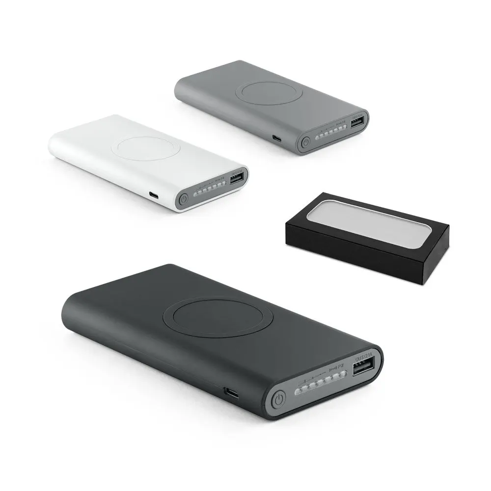Bateria portátil wireless super-rápido em ABS e capacidade de 10 000 mAh