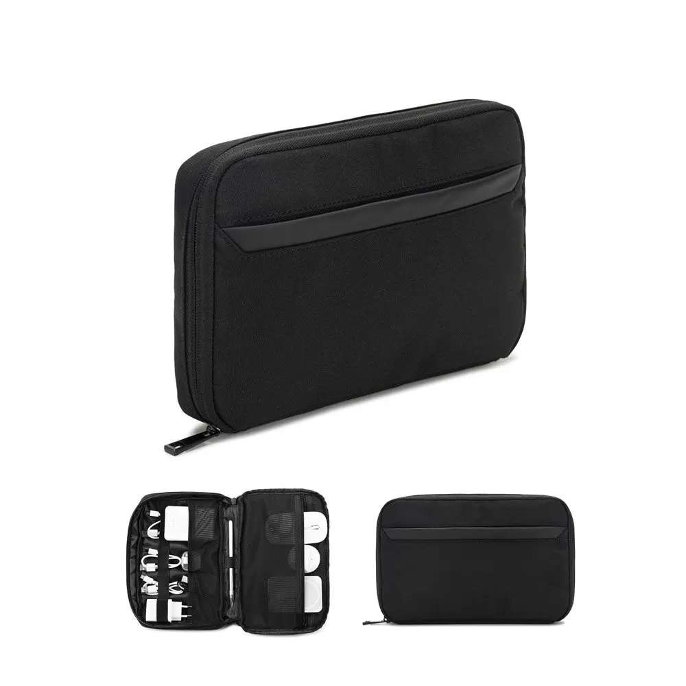 Bolsa organizadora espaçosa para acessórios tecnológicos em poliéster reciclado 600D twill