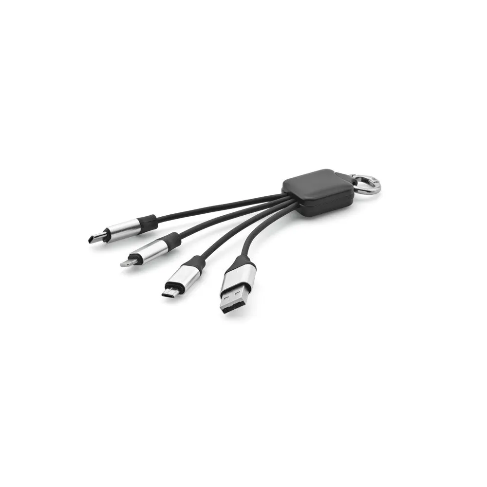Cabo USB de carregamento rápido 3 em 1 com corpo em PET 100% reciclado