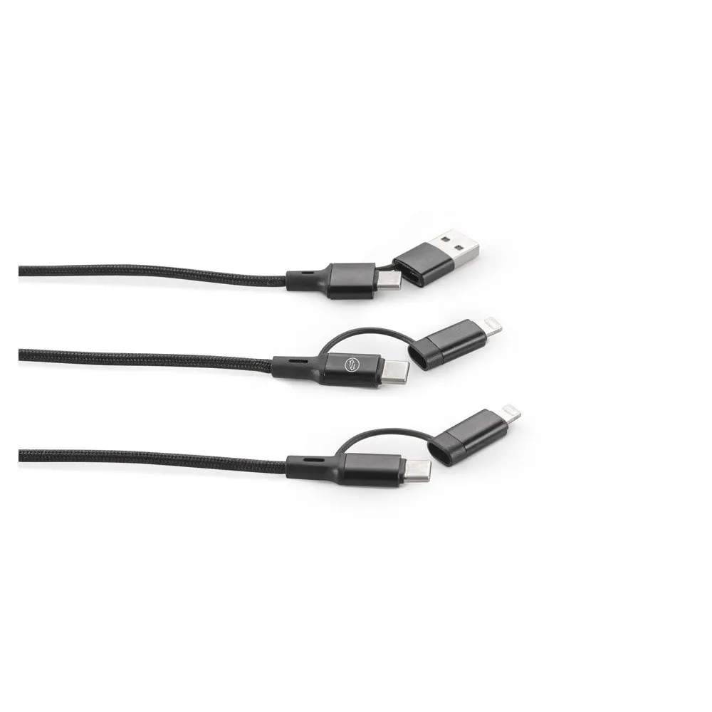 Cabo USB super-rápido 6 em 1 em alumínio 20% reciclado e PET 4% reciclado, permitindo a tranferência de dados