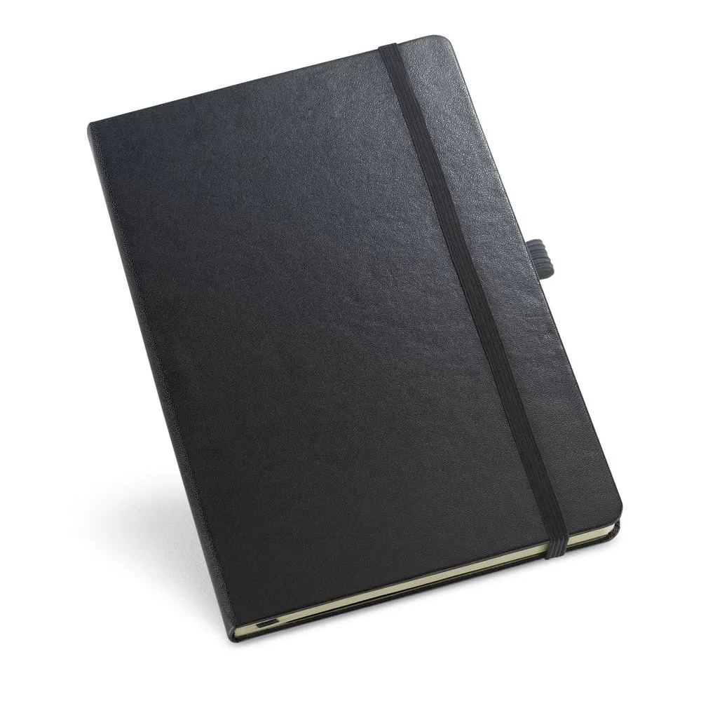 Caderno A5 de capa dura com 160 páginas pautadas