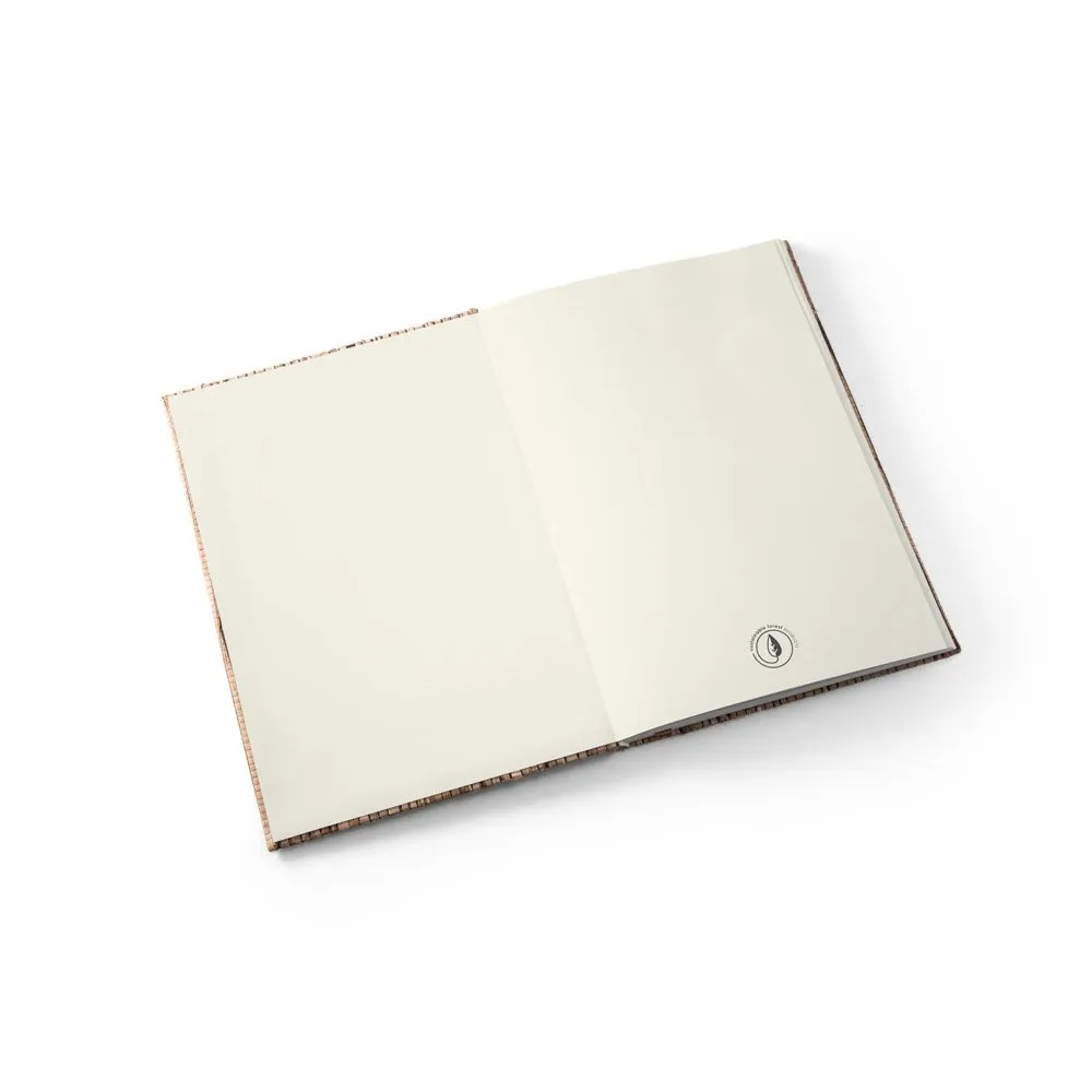 Caderno A5 de capa dura em palha natural com 192 páginas pautadas recicladas