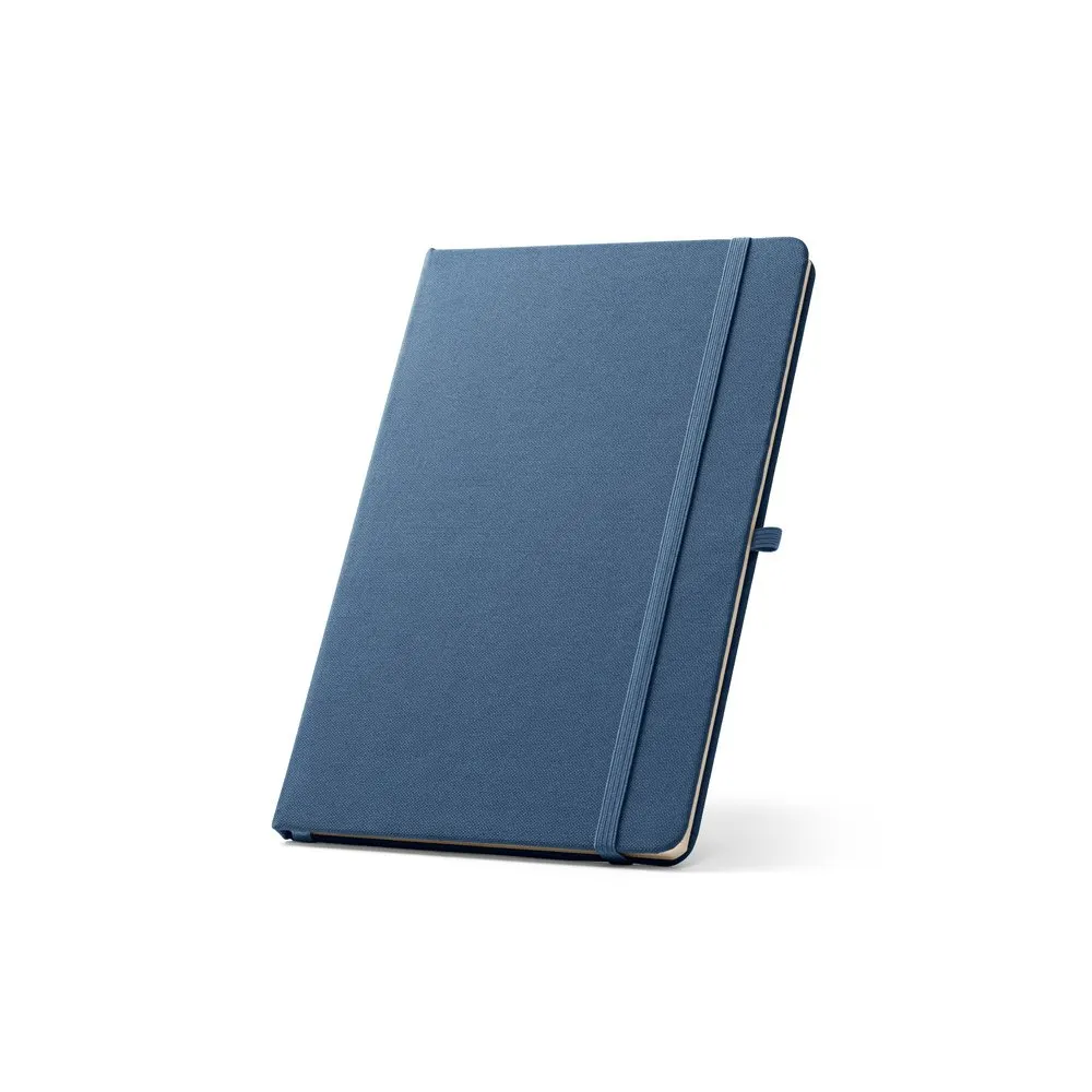 Caderno A5 de capa dura em PET 100% reciclado com 160 páginas pautadas recicladas