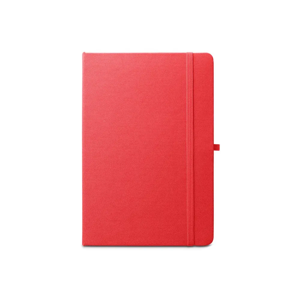 Caderno A5 de capa dura em PET 100% reciclado com 160 páginas pautadas recicladas