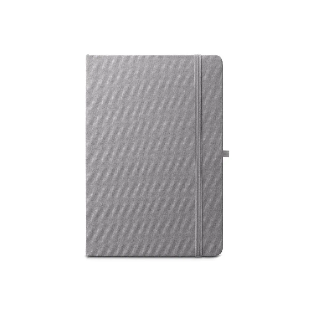 Caderno A5 de capa dura em PET 100% reciclado com 160 páginas pautadas recicladas
