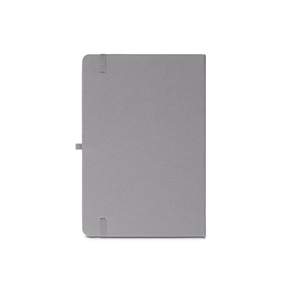 Caderno A5 de capa dura em PET 100% reciclado com 160 páginas pautadas recicladas