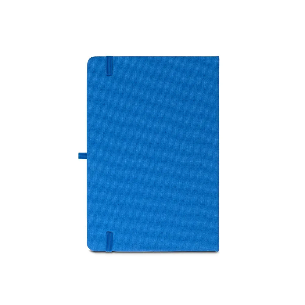 Caderno A5 de capa dura em PET 100% reciclado com 160 páginas pautadas recicladas