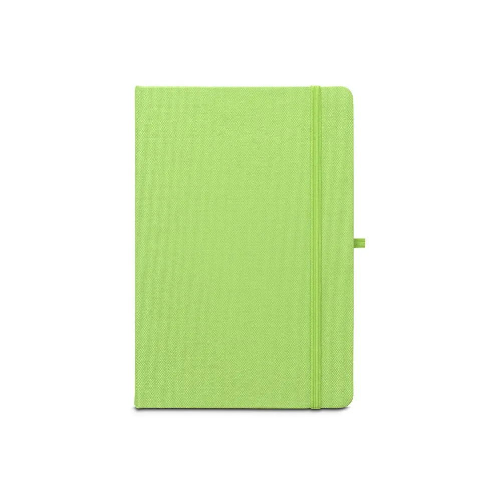 Caderno A5 de capa dura em PET 100% reciclado com 160 páginas pautadas recicladas