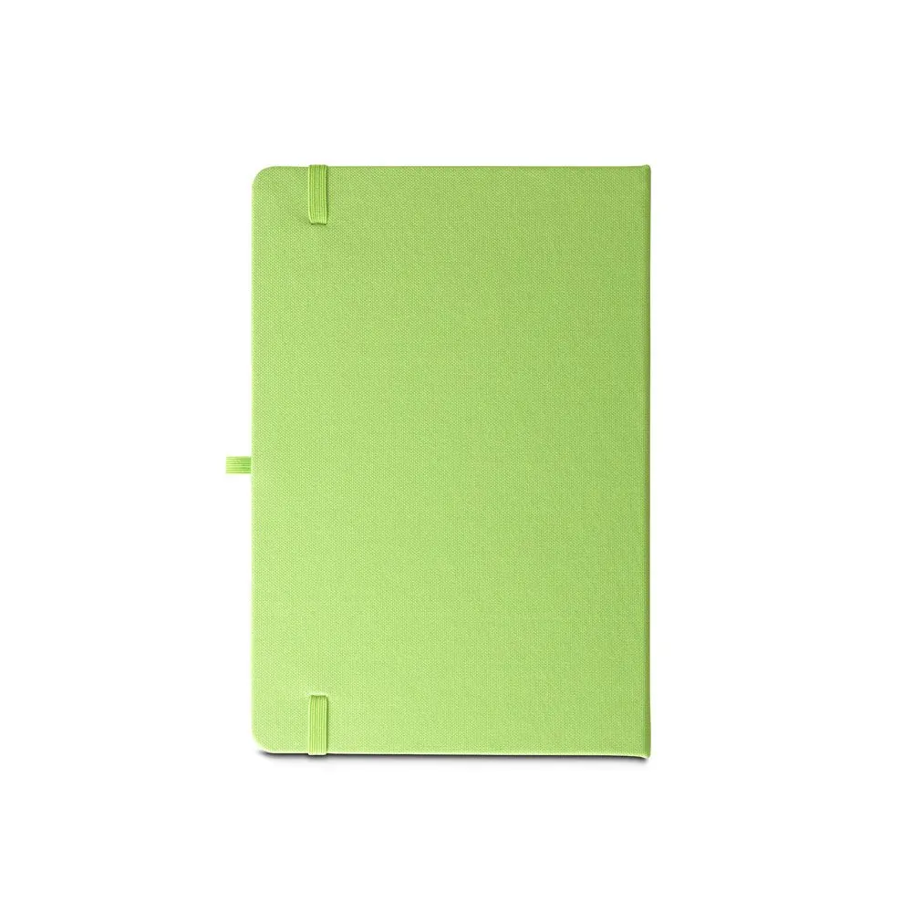 Caderno A5 de capa dura em PET 100% reciclado com 160 páginas pautadas recicladas