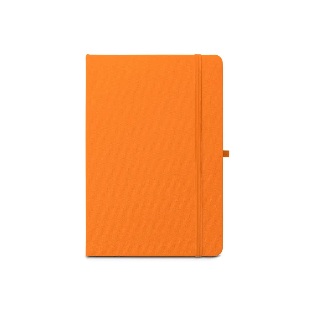 Caderno A5 de capa dura em PET 100% reciclado com 160 páginas pautadas recicladas