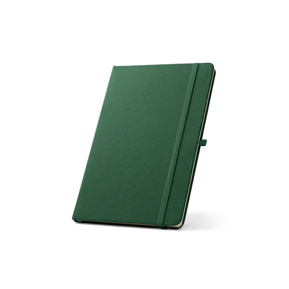 Caderno A5 de capa dura em PET 100% reciclado com 160 páginas pautadas recicladas