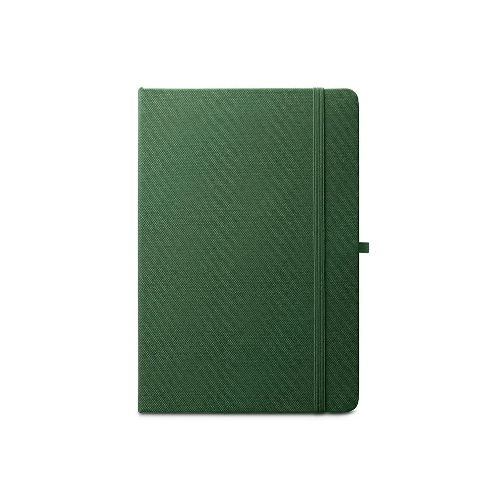 Caderno A5 de capa dura em PET 100% reciclado com 160 páginas pautadas recicladas