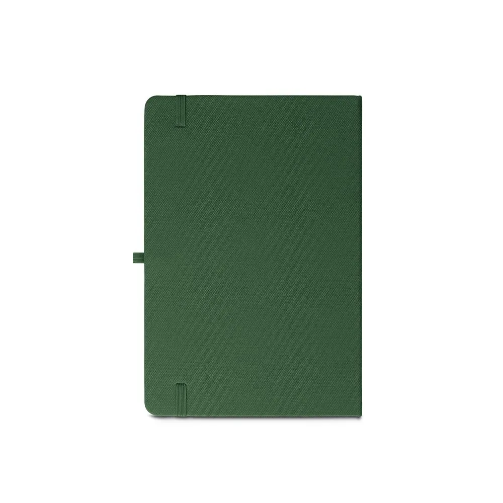 Caderno A5 de capa dura em PET 100% reciclado com 160 páginas pautadas recicladas