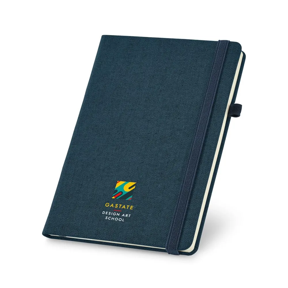 Caderno A5 em canvas (poliéster) com páginas lisas
