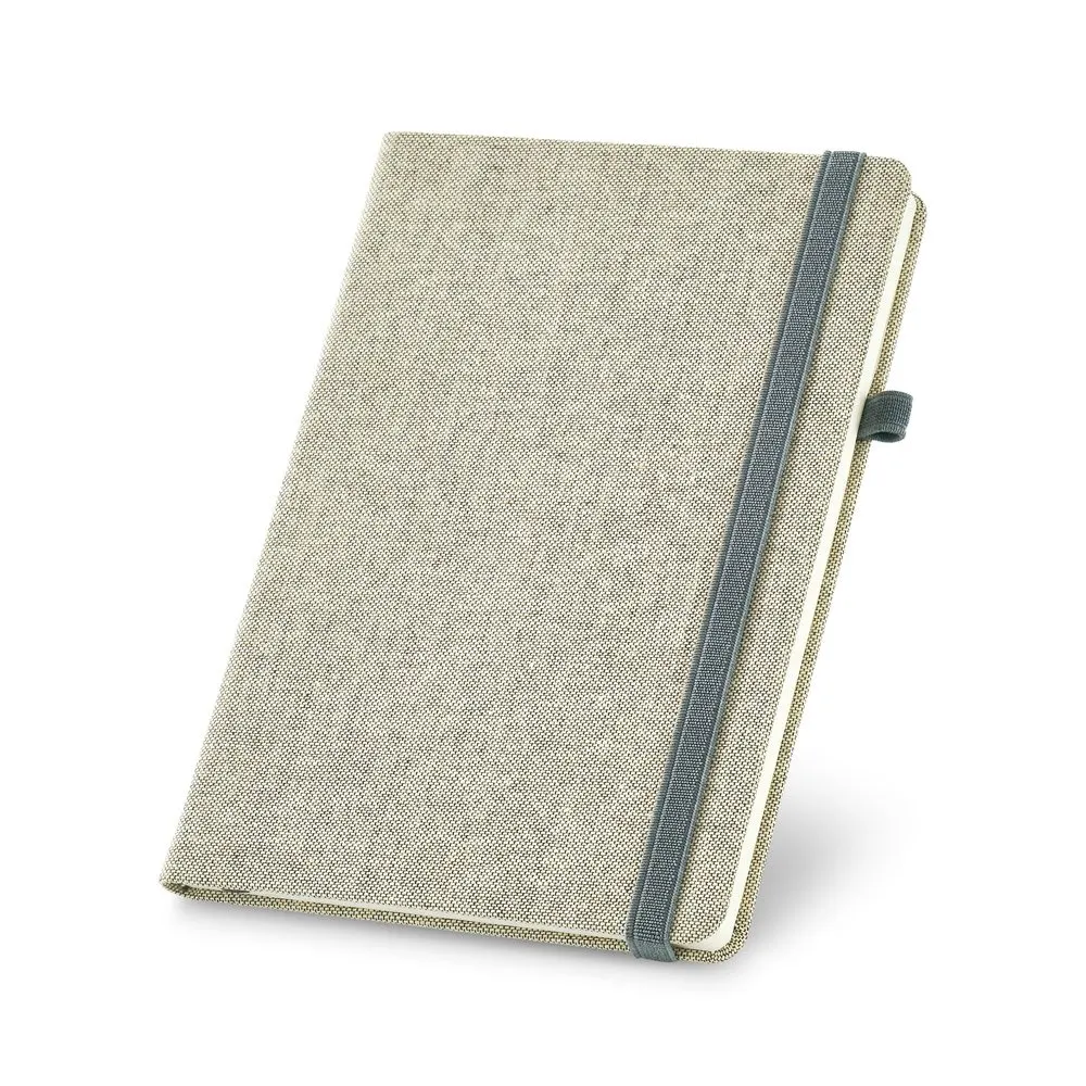Caderno A5 em canvas (poliéster) com páginas lisas