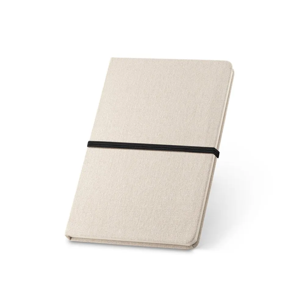 Caderno A5 em linho de capa dura com 192 páginas pautadas (230 g/m²)