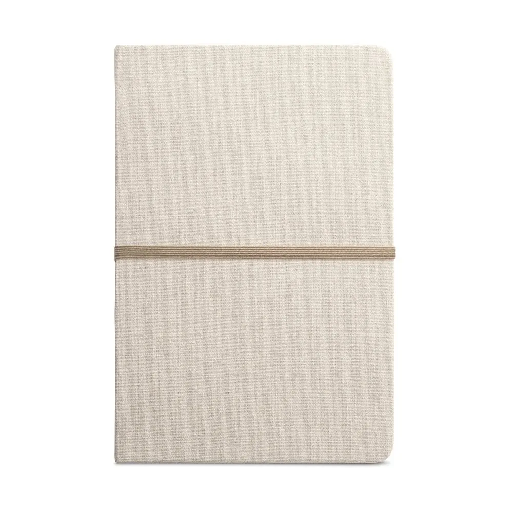 Caderno A5 em linho de capa dura com 192 páginas pautadas (230 g/m²)