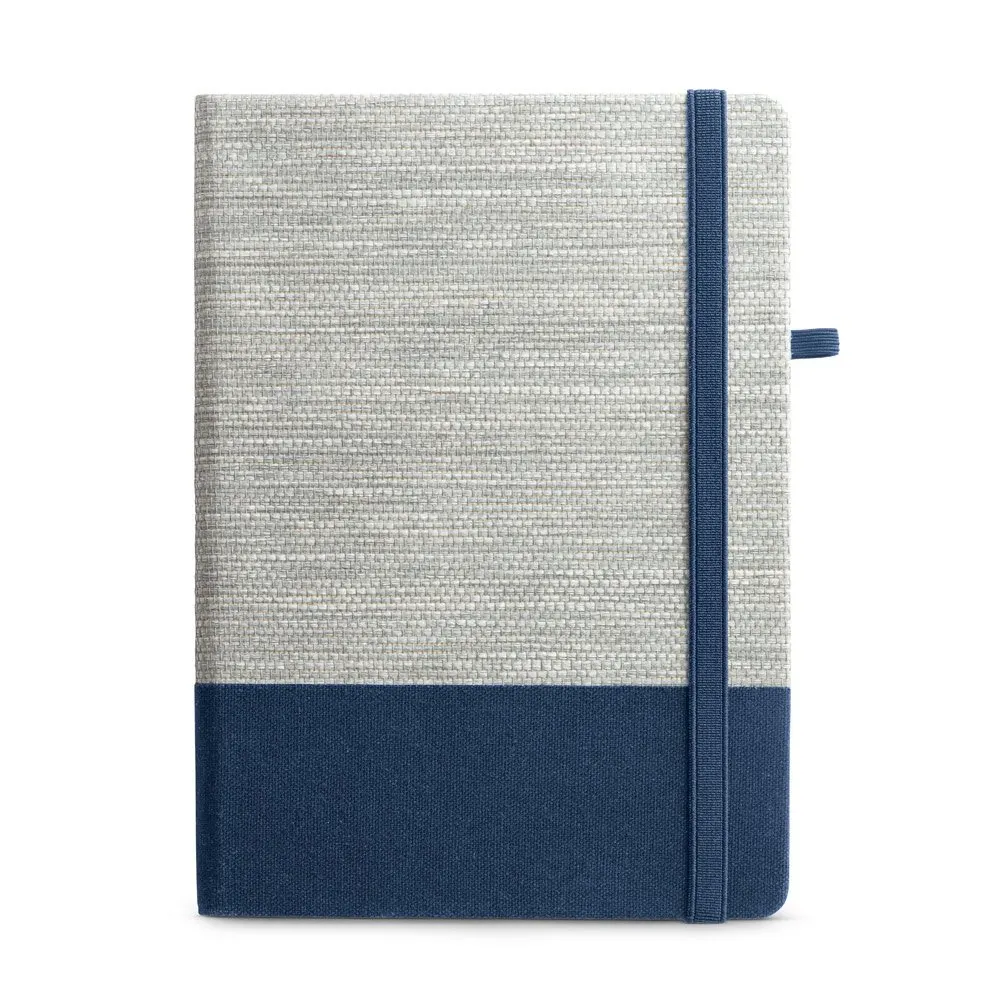 Caderno A5 em palha e algodão canvas com 192 páginas pautadas