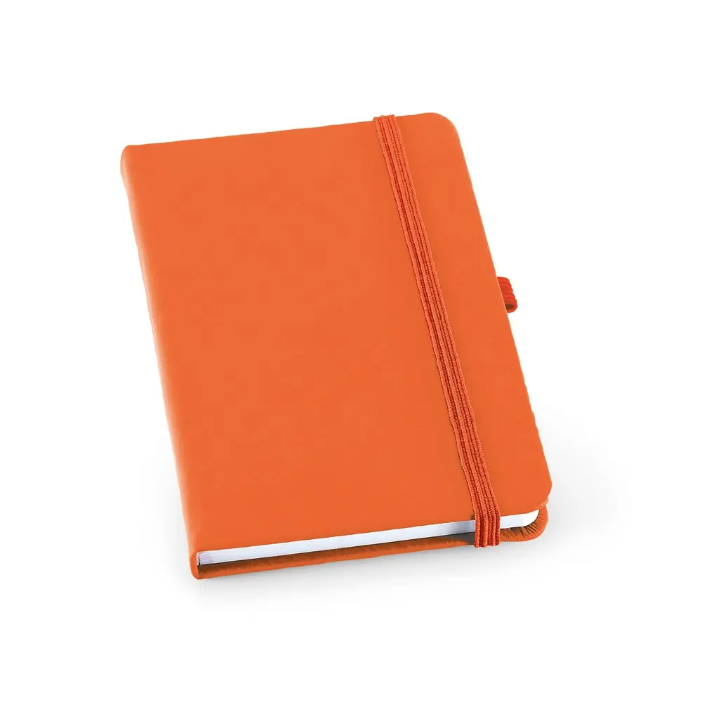 Caderno A6 de capa dura em c.sintético com 160 páginas pautadas