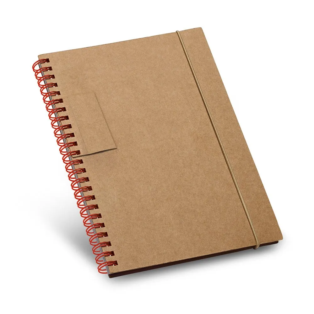 Caderno B6 de capa dura em cartão com 120 páginas pautadas recicladas