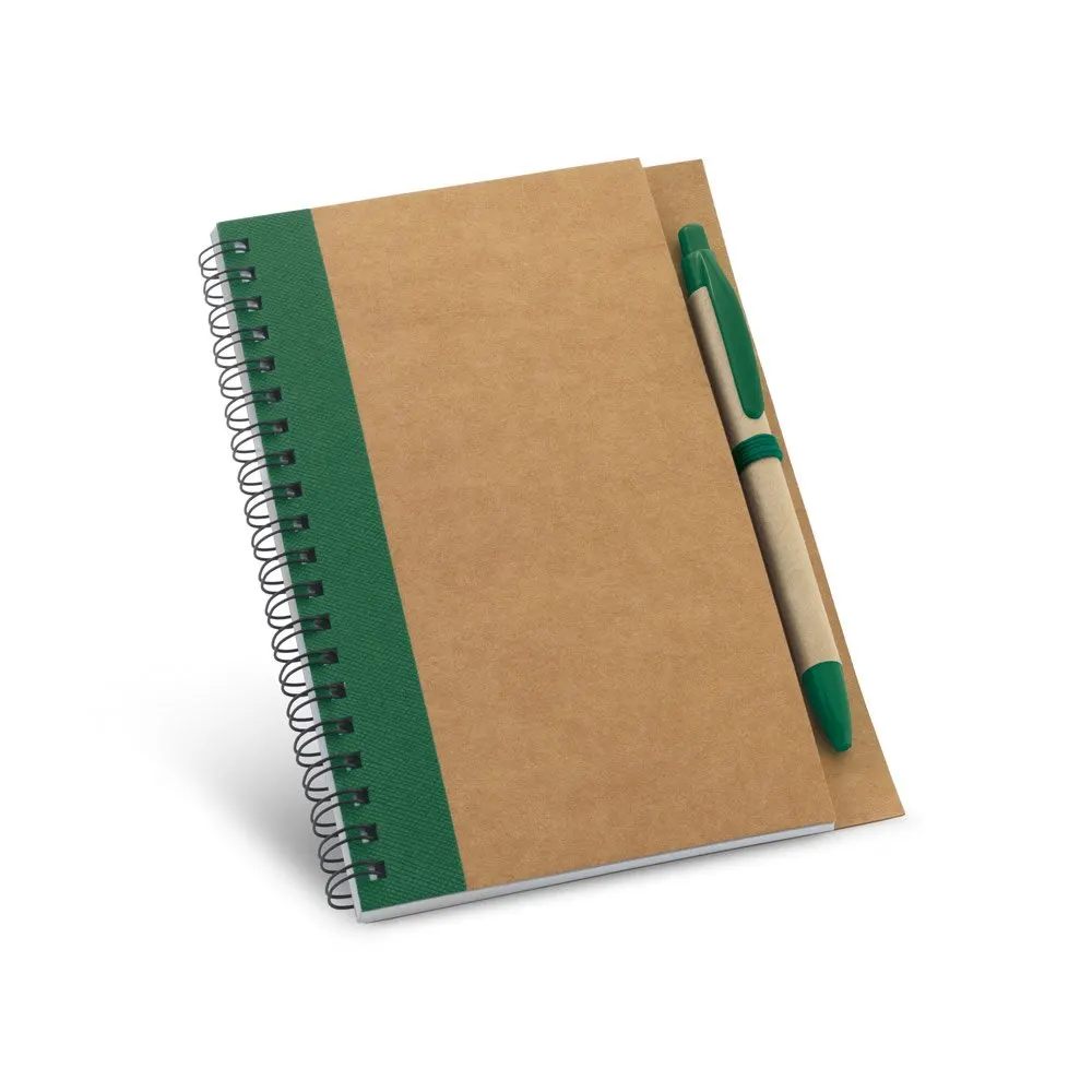 Caderno B6 espiral de capa dura com 120 páginas lisas recicladas