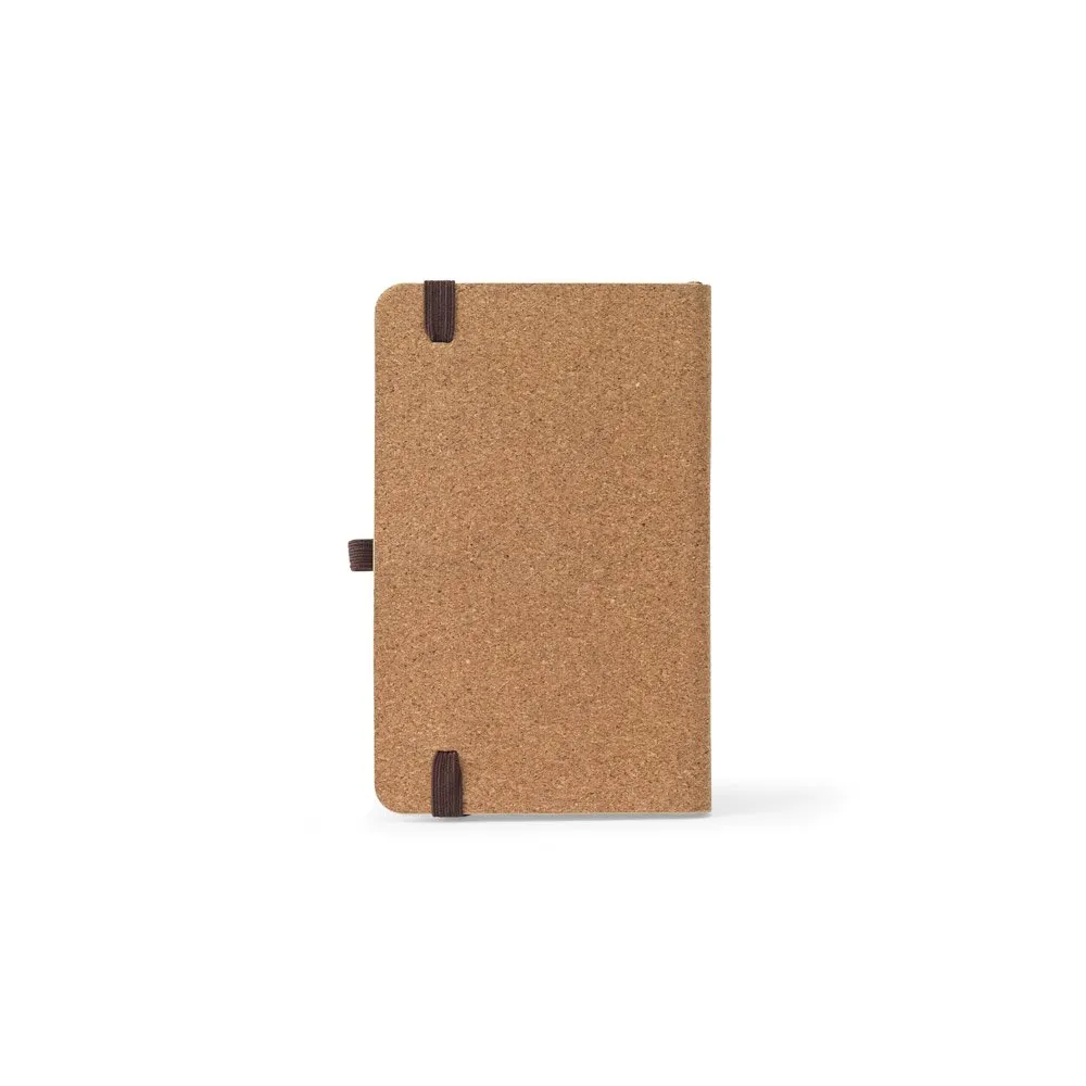 Caderno de bolso de capa dura em folha de bambu e cortiça com 160 páginas pautadas