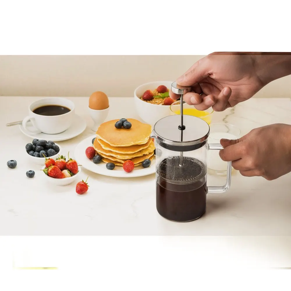 Cafeteira em vidro borossilicato com tampa em aço inox 600 mL