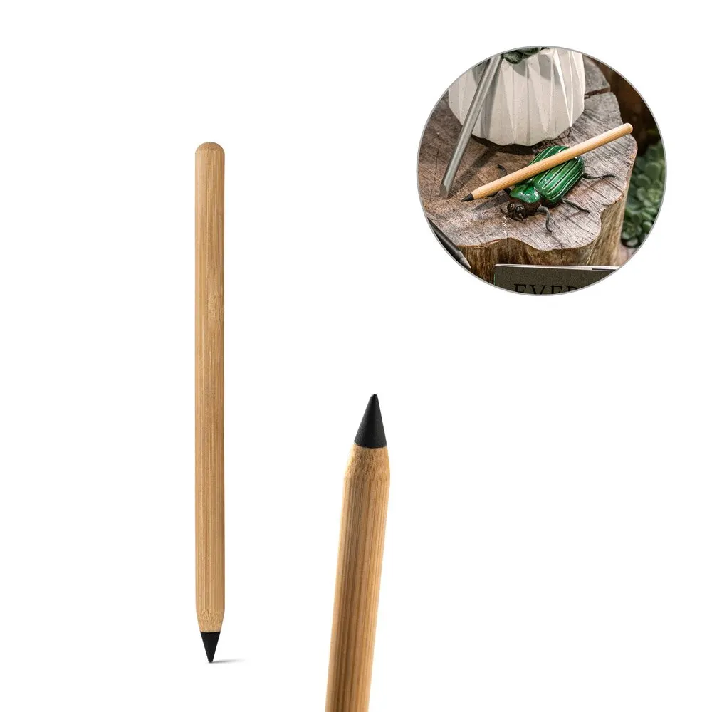 Caneta sem tinta com ponta de liga metálica em bambu