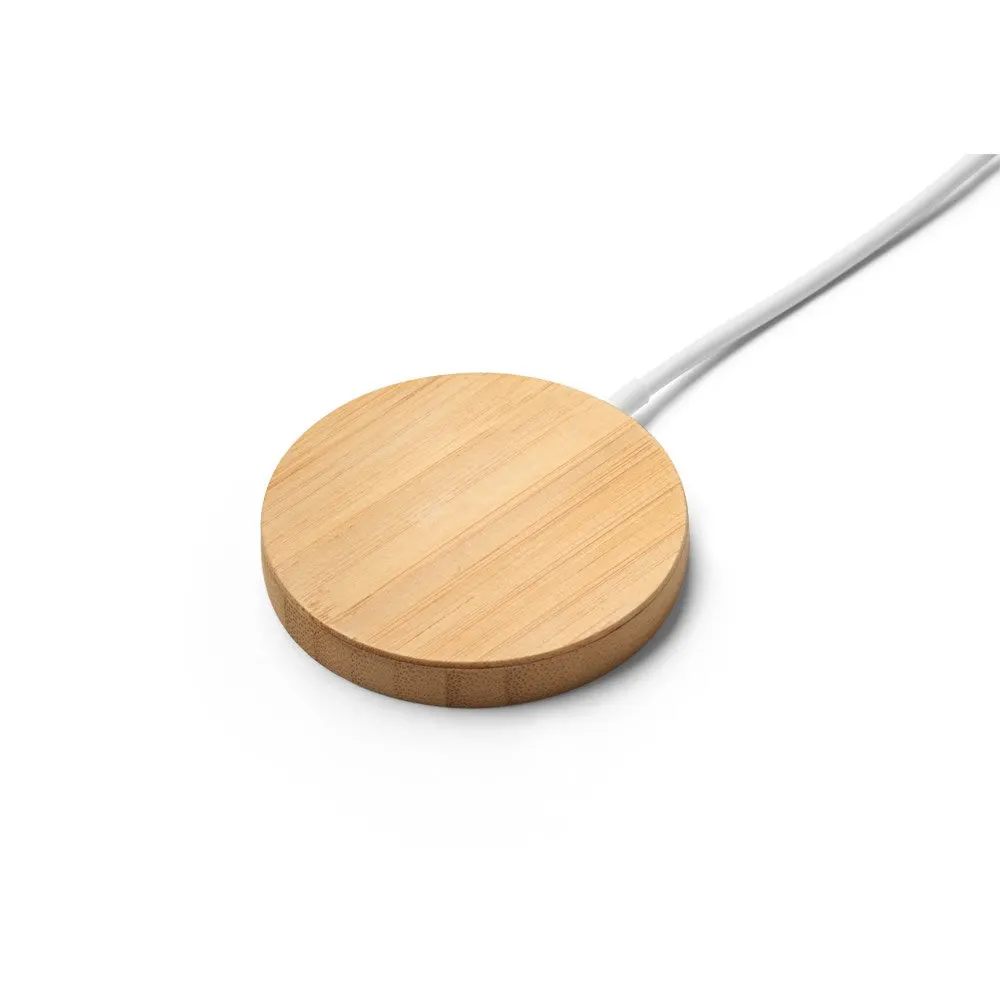 Carregador magnético wireless super-rápido em bambu 15 W