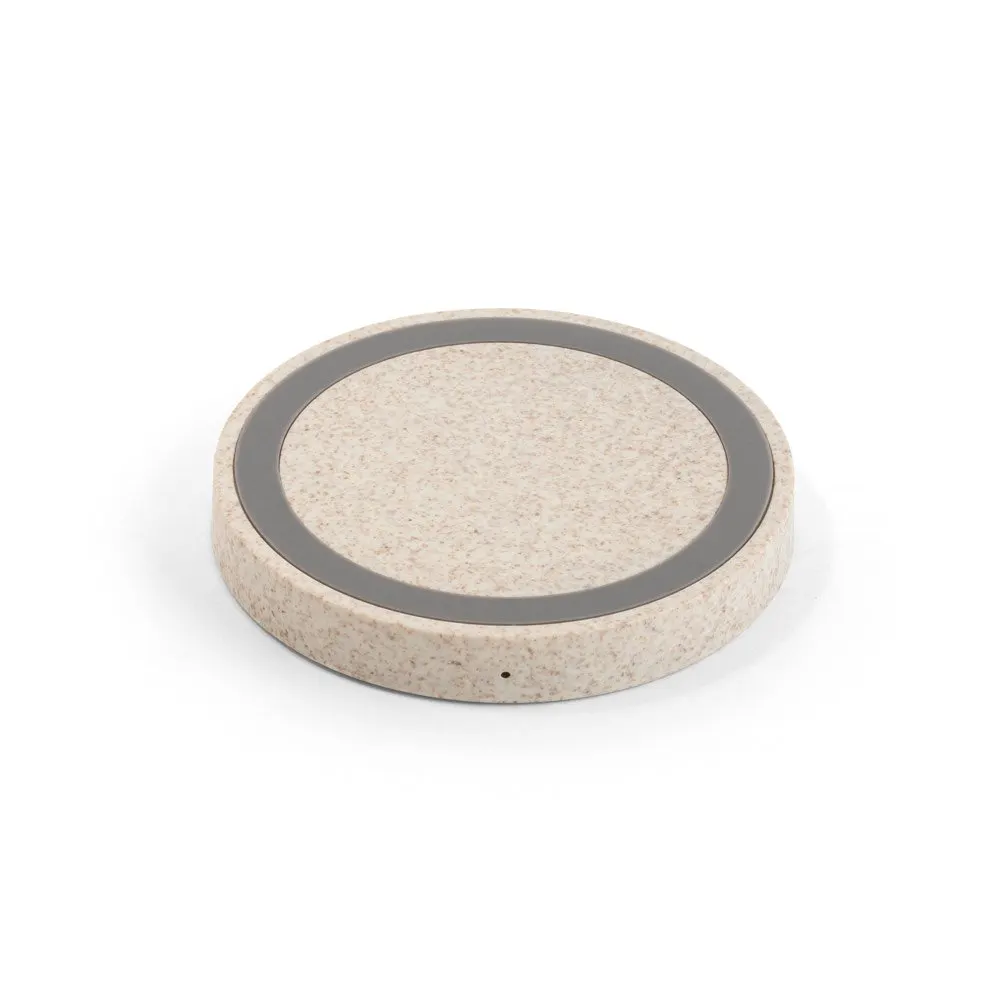 Carregador wireless super-rápido (15W) em ABS e fibra de palha de trigo